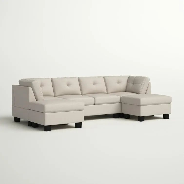 Ailey 6 Seater U Shape Interchangeable Fabric Sofa with 2 Ottoman - Torque India