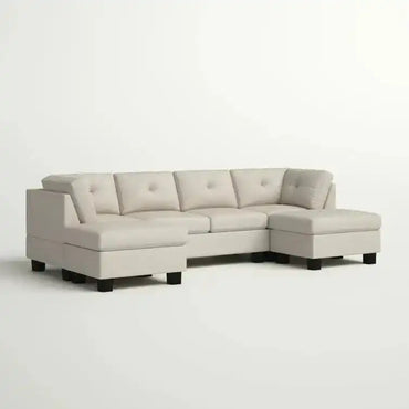 Ailey 6 Seater U Shape Interchangeable Fabric Sofa with 2 Ottoman - Torque India