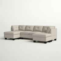 Ailey 6 Seater U Shape Interchangeable Fabric Sofa with 2 Ottoman - Torque India