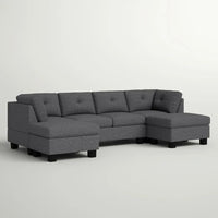 Ailey 6 Seater U Shape Interchangeable Fabric Sofa with 2 Ottoman - Torque India