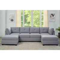 Ailey 6 Seater U Shape Interchangeable Fabric Sofa with 2 Ottoman - Torque India