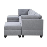 Ailey 6 Seater U Shape Interchangeable Fabric Sofa with 2 Ottoman - Torque India