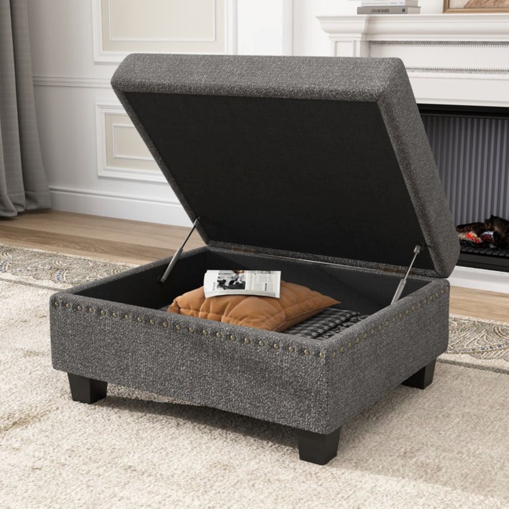 Albert Storage Ottoman Pouffe Puffy for Foot Rest Home Furniture - Torque India