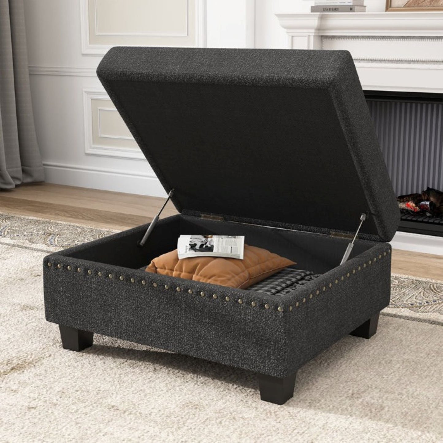 Albert Storage Ottoman Pouffe Puffy for Foot Rest Home Furniture - Torque India