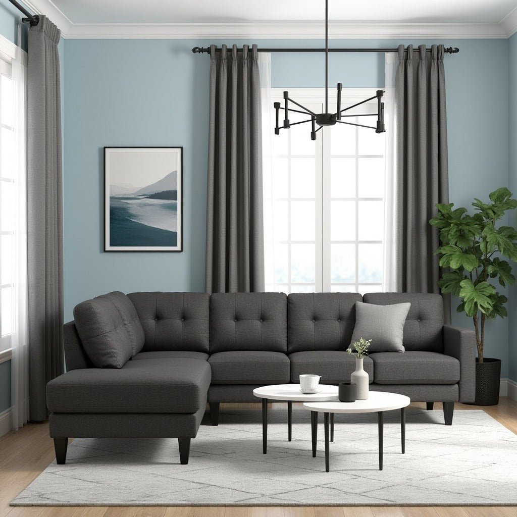 Alfredo 5 Seater Fabric L Shape Sofa - Torque India