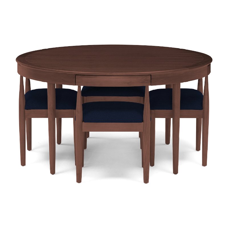 Alice 4 Seater Wooden Round Dining Table Sets with 4 Cushioned Chairs - Torque India