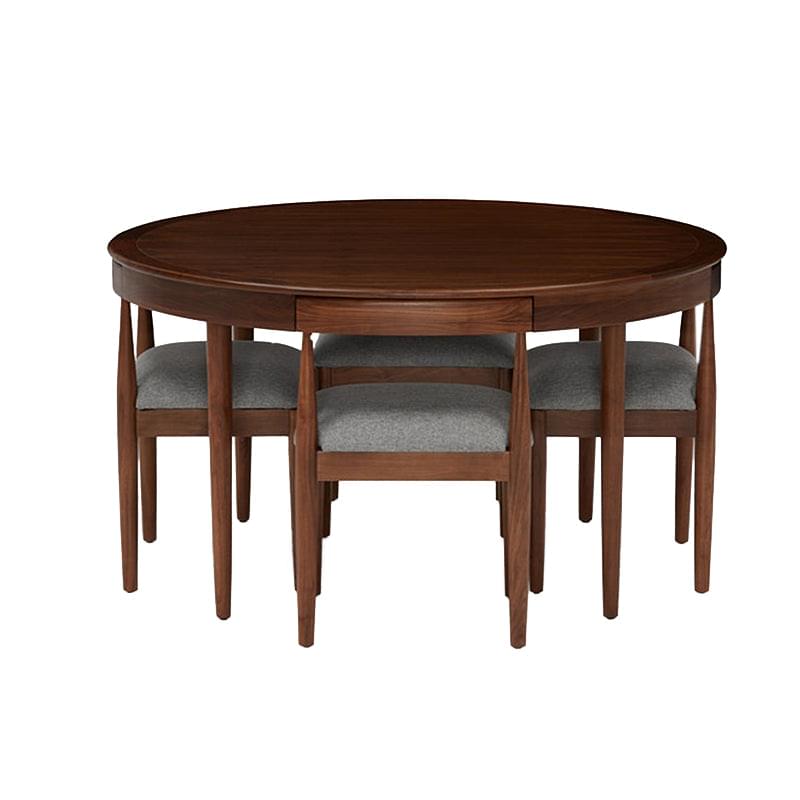 Alice 4 Seater Wooden Round Dining Table Sets with 4 Cushioned Chairs - Torque India