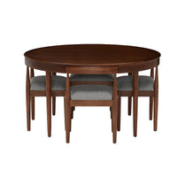 Alice 4 Seater Wooden Round Dining Table Sets with 4 Cushioned Chairs - Torque India