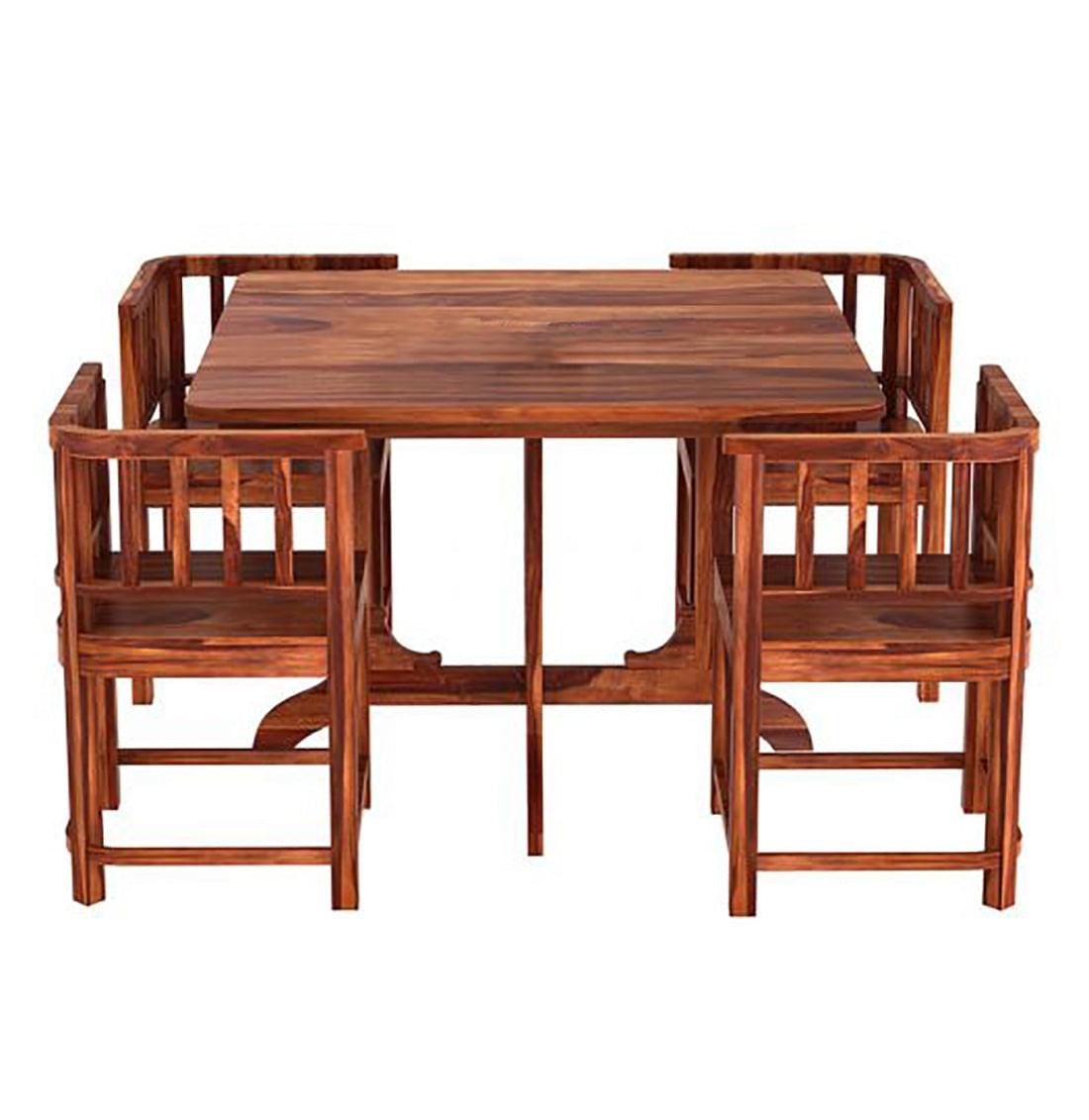 Alpha Compact Wooden 4 Seater Dining Table sets With Chairs & Table - Torque India