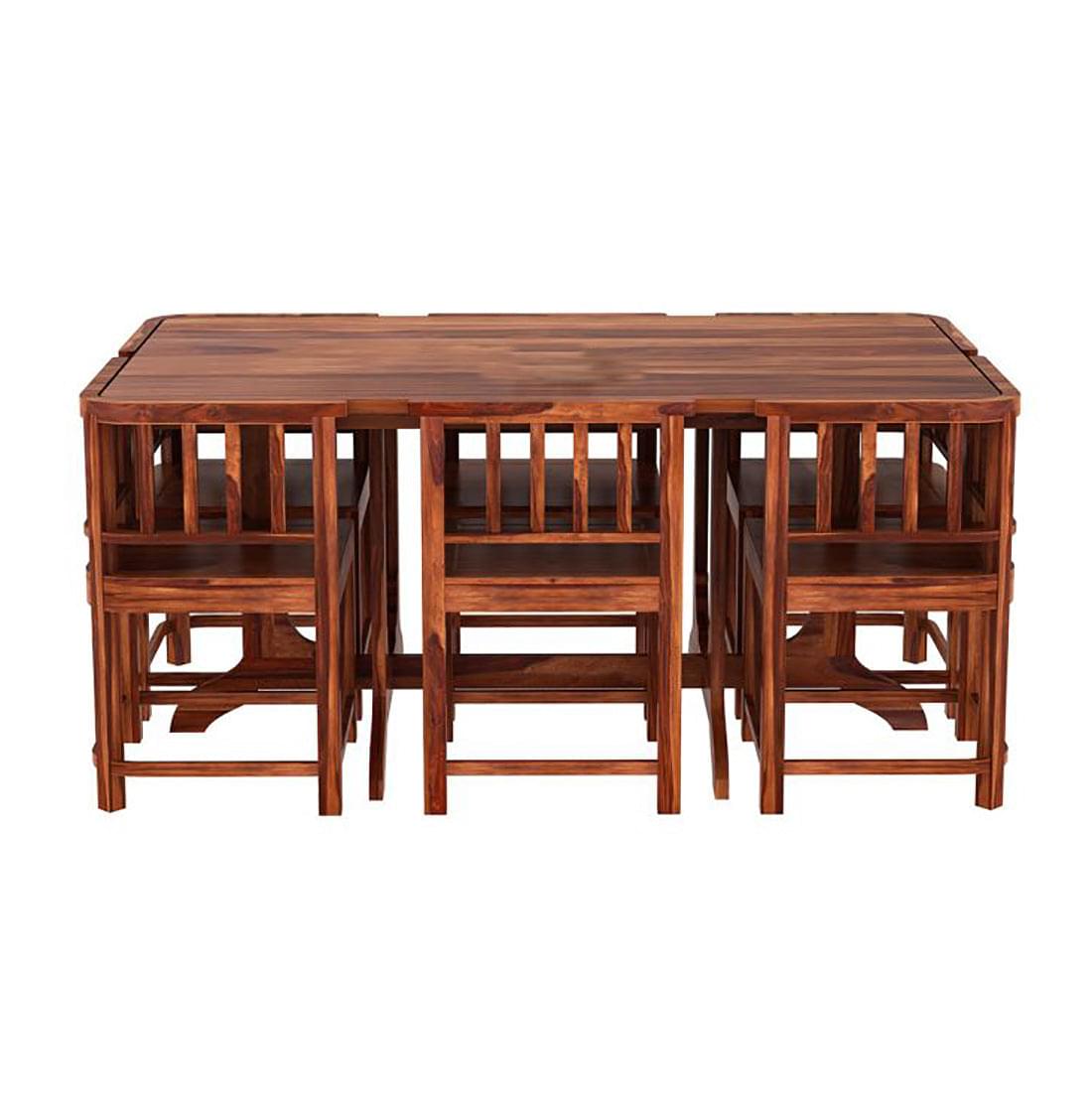 Alpha Compact Wooden 6 Seater Dining Table sets With Chairs & Table - Torque India