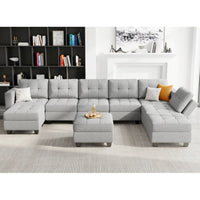 Alton 9 Seater Interchangeable Modular Fabric Sofa with Storage Ottoman For Living Room | Bedroom | Office - Torque India