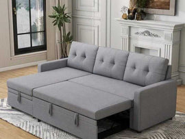 Anoy 4 Seater Sofa | Convertible Bed With Storage - Torque India