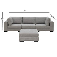 Arina Fabric Sofa With Ottoman for Living Room - Grey - Torque India