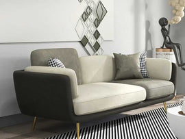 Aurora Gray 3 - Seater Sofa with Gold Accents – Luxe Comfort in Modern Design - Torque India