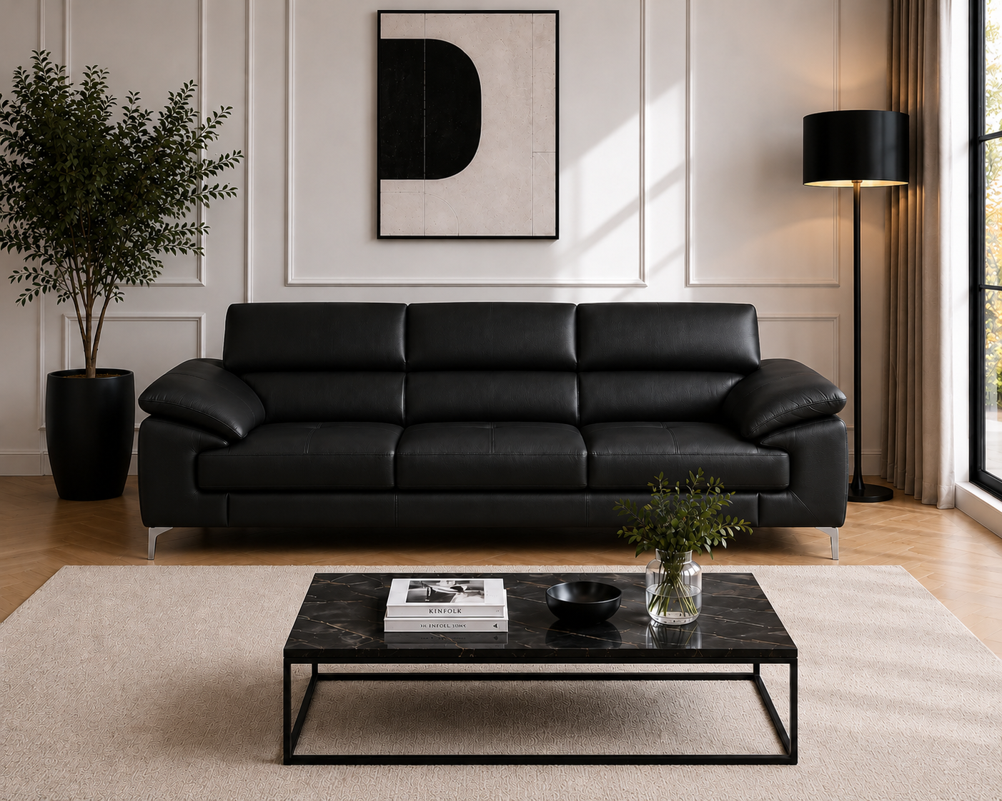 Renzo Leatherette Sofa For Living Room