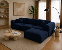 Modura 4 Seater Modern Curved Sectional Sofa with Ottoman  Cream L-Shaped Modular Couch