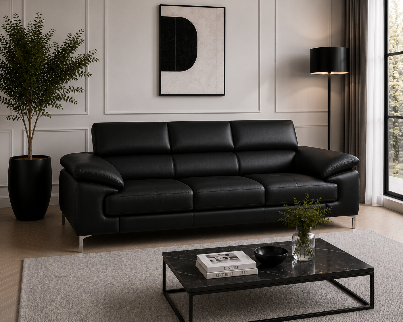 Renzo Leatherette Sofa For Living Room