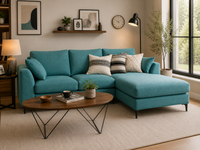 Flora 4 Seater L Shape Fabric Sofa For Living Room