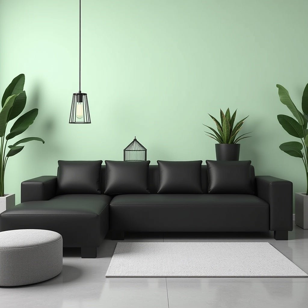 Cabell L Shape Leatherette 5 Seater Sofa for Living Room - Torque India