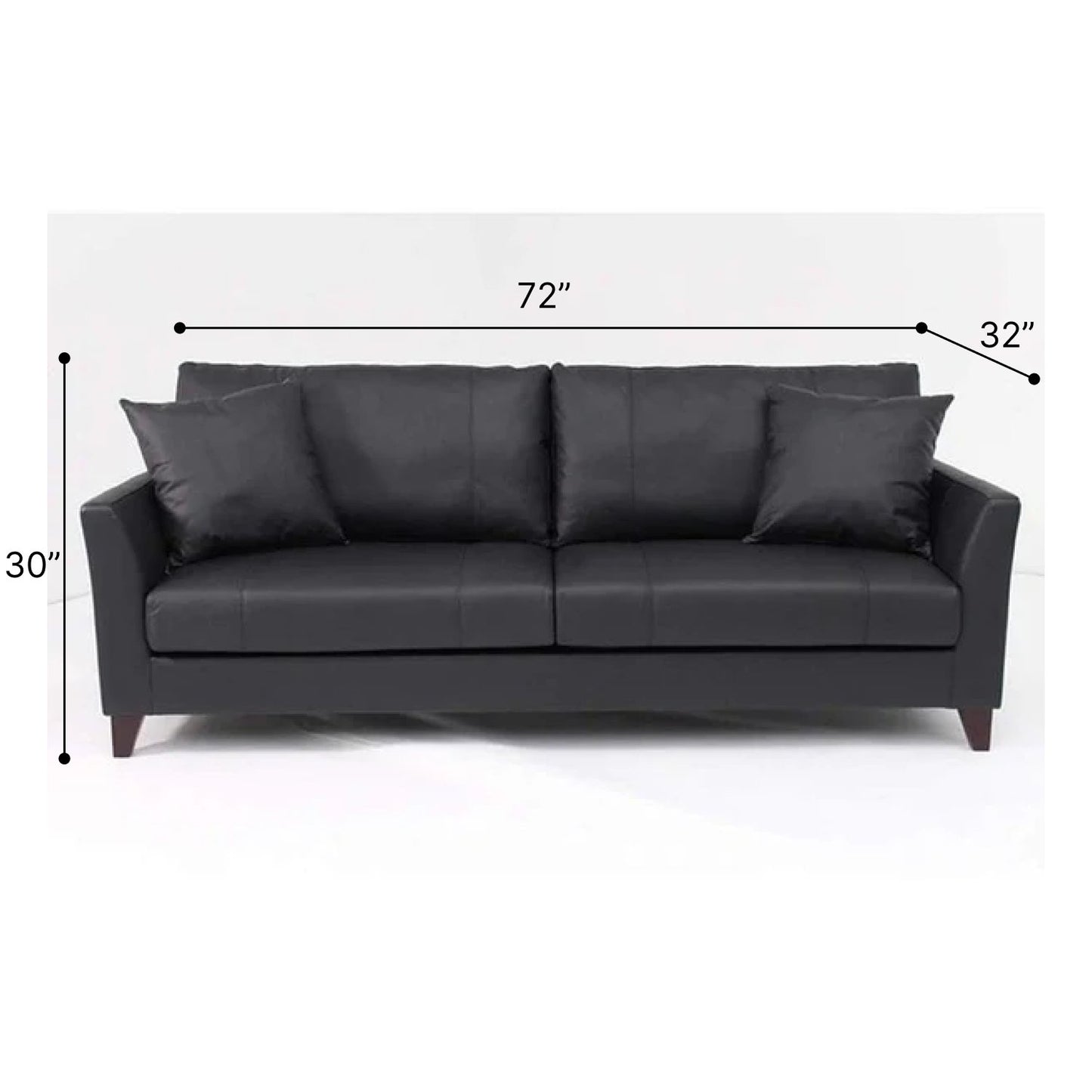 Carlo Leatherette 3 Seater Sofa for Living Room - Black - Torque India