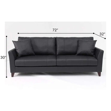 Carlo Leatherette 3 Seater Sofa for Living Room - Black - Torque India