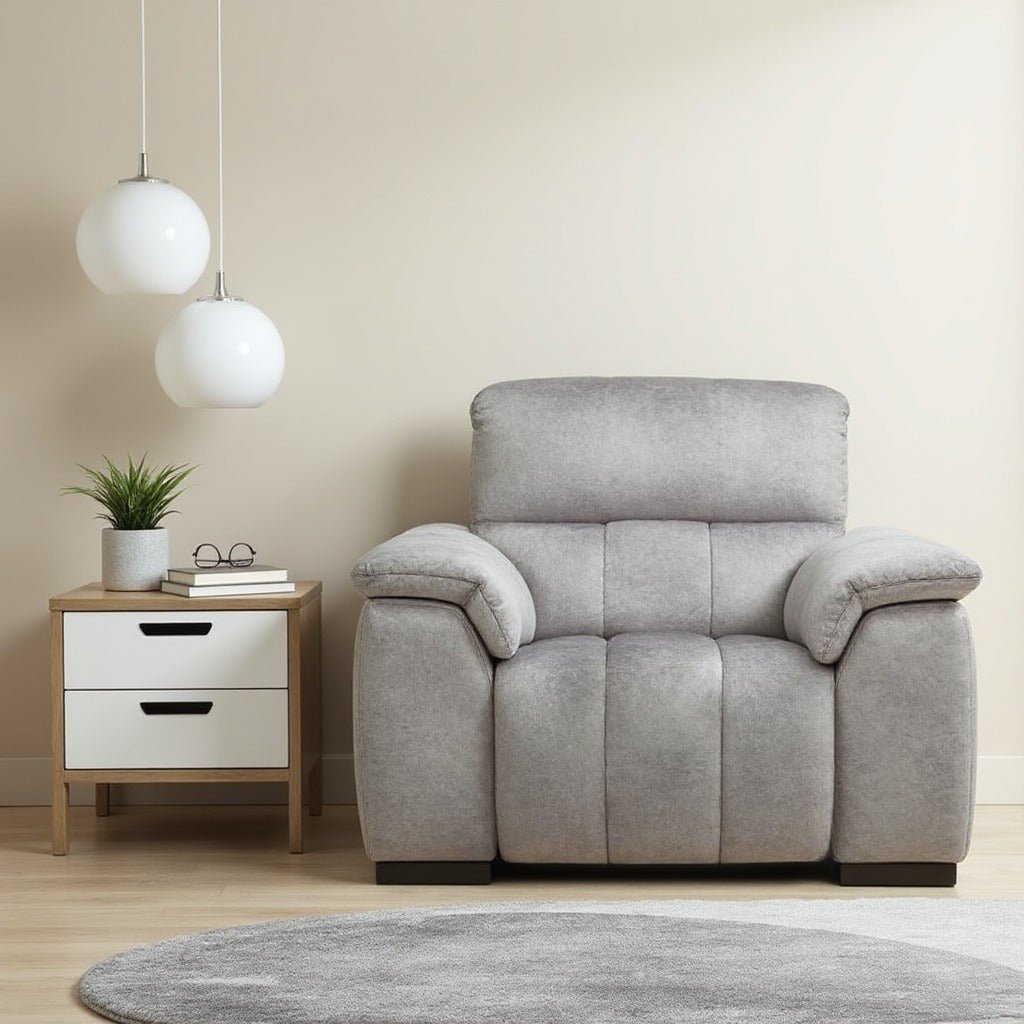 Compact Elegance: Casanoy 1 Seater Fabric Sofa for Living Room | Single Seater Sofa - Torque India