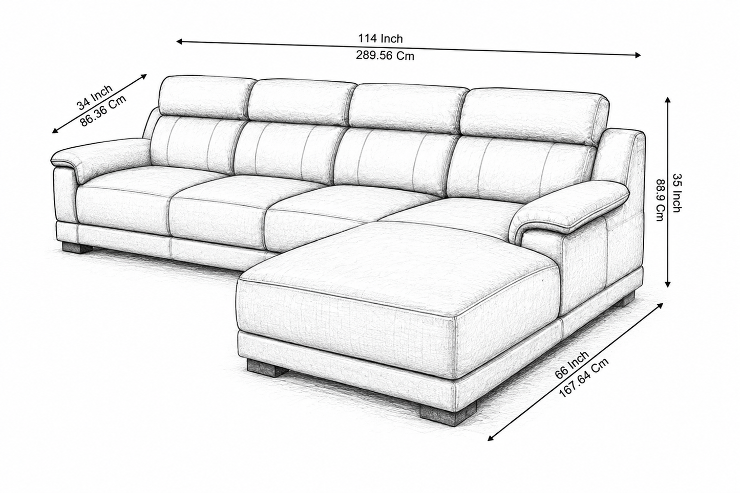 Marvella 5 Seater Modern Leatherette Sofa Set for Living Room | Premium L Shape Corner Sofa