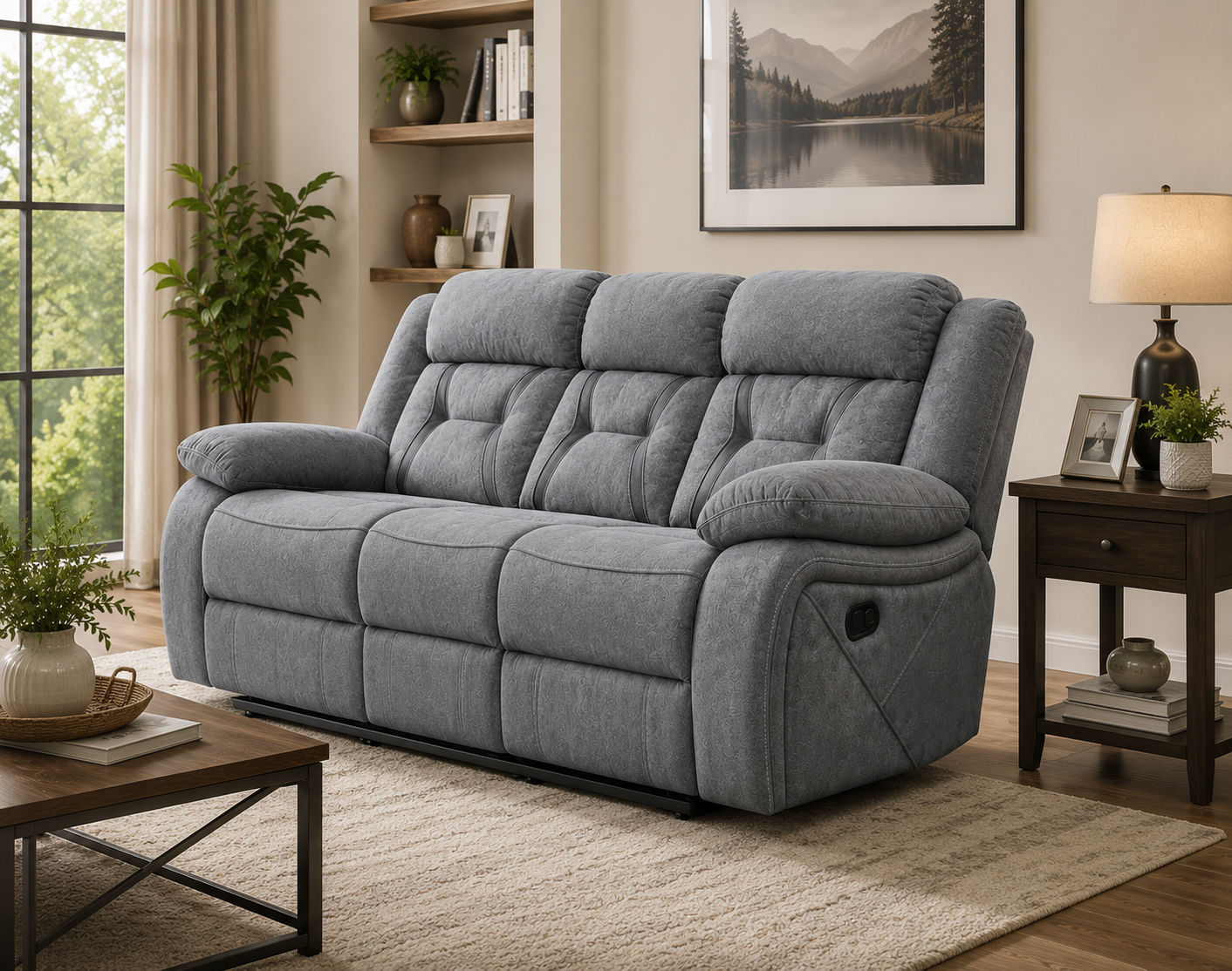 Pawel Manual Suede Leatherette Recliner