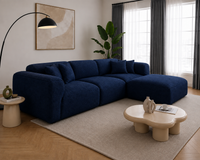 Modura 4 Seater Modern Curved Sectional Sofa with Ottoman  Cream L-Shaped Modular Couch