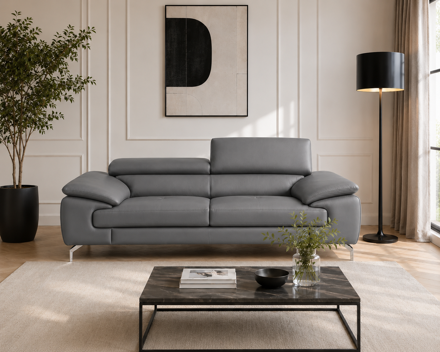 Renzo Leatherette Sofa For Living Room