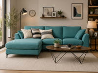 Flora 4 Seater L Shape Fabric Sofa For Living Room