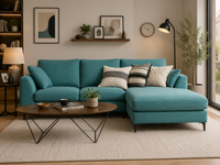 Flora 4 Seater L Shape Fabric Sofa For Living Room