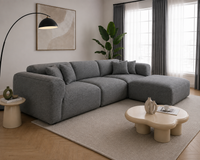 Modura 4 Seater Modern Curved Sectional Sofa with Ottoman  Cream L-Shaped Modular Couch