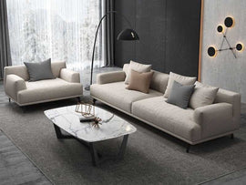 Modern Amsterdam 6 Seater Fabric Sofa Set (3+2+1) with Solid Wood Frame & Premium Cushions