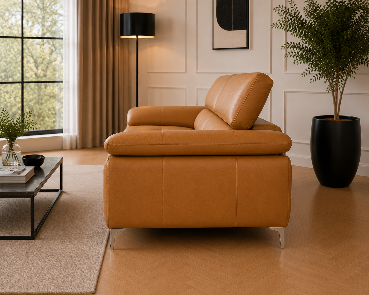 Renzo Leatherette Sofa For Living Room