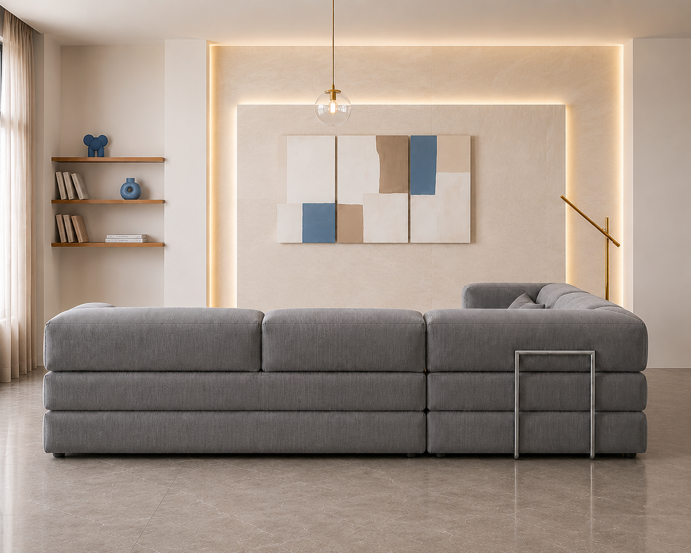 Vegas Modern Sofa Cum Bed with Premium Lounge Comfort – Luxury Convertible Fabric Sofa