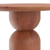 Japanese Modern Solid Wood Side Table | Designer Round End Table for Living Room & Bedroom