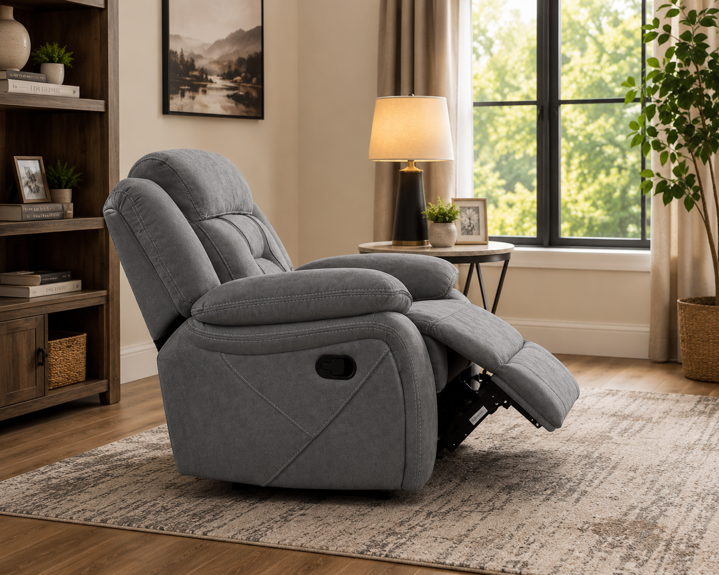 Pawel Manual Suede Leatherette Recliner