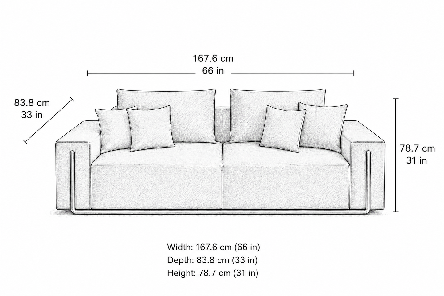 Gloria 2 Seater Premium Fabric Sofa For Living Room | Modern Luxury Designer Sofa