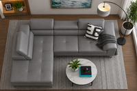Crasio 5 Seater L Shape Leatherette Sofa for Living Room | Modern Corner Sectional Sofa with Chaise Lounge