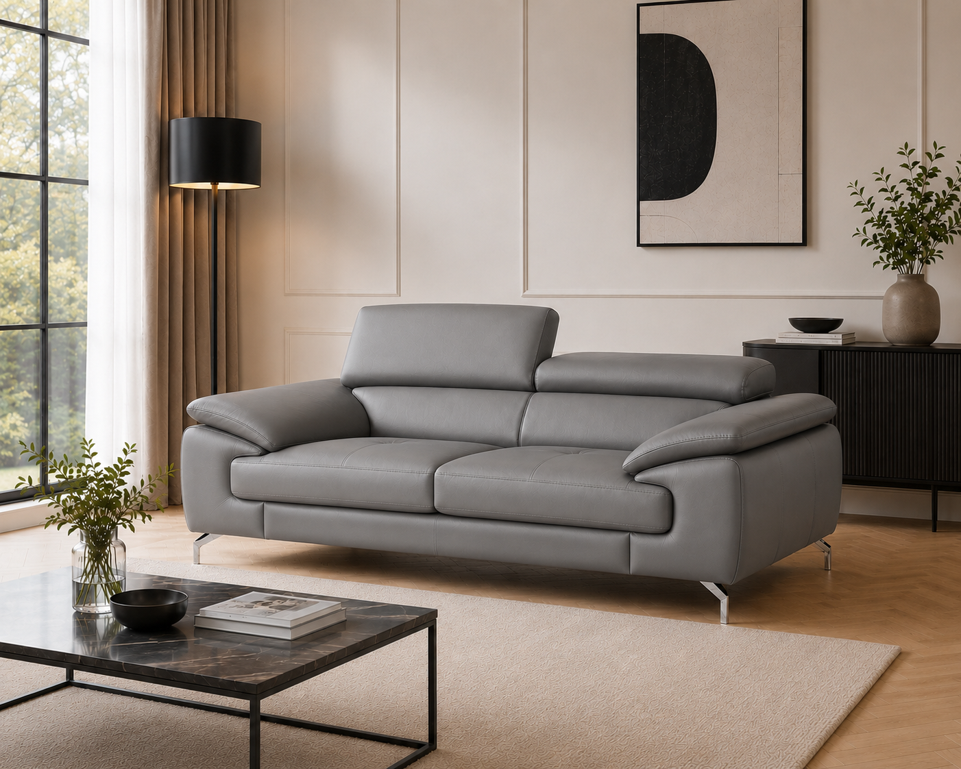 Renzo Leatherette Sofa For Living Room