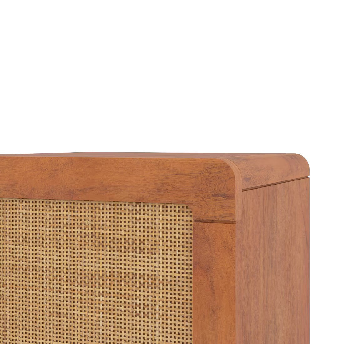 Japanese Solid Wood Rattan Bedside Table | Cane Nightstand with Storage