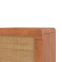 Japanese Solid Wood Rattan Bedside Table | Cane Nightstand with Storage