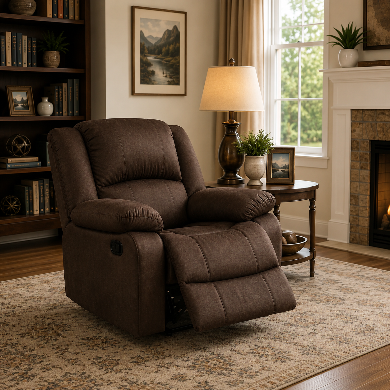 Henry 1 Seater Fabric Manual Recliner | Premium Fabric Recliner Chair for Living Room