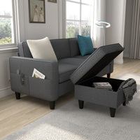 Elison 3 Seater Fabric Sofa with Storage Ottoman for Living Room - Torque India