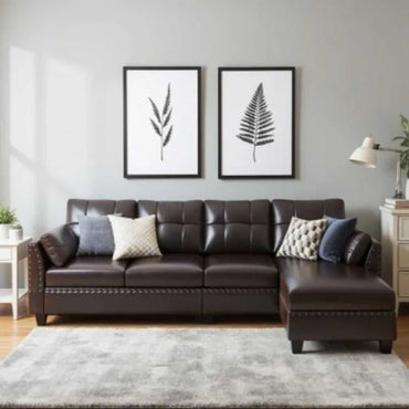 Elora Modular 5 Seater Leatherette Sofa For Living Room - Torque India