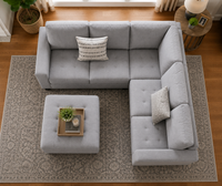 Christopher 5 Seater L Shape Fabric Sofa with Ottoman | Torque India Premium Corner Sofa