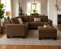 Christopher 5 Seater L Shape Fabric Sofa with Ottoman | Torque India Premium Corner Sofa