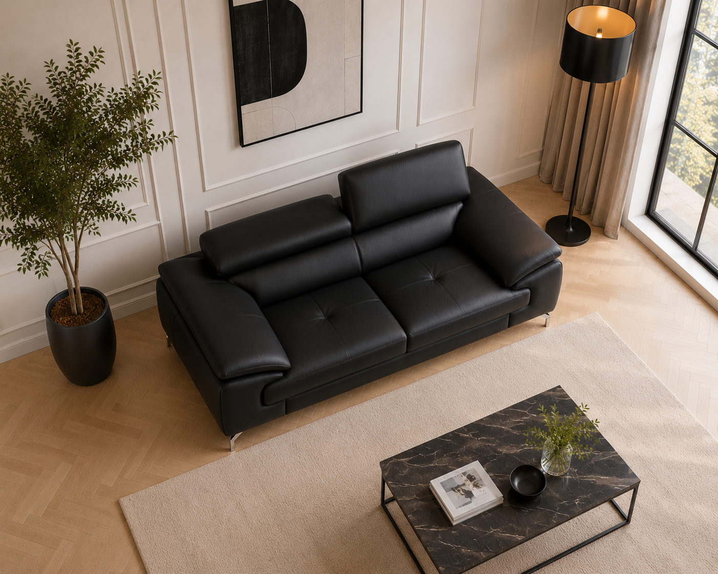 Renzo Leatherette Sofa For Living Room