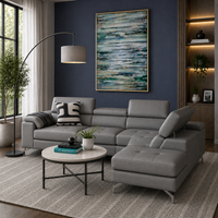 Crasio 5 Seater L Shape Leatherette Sofa for Living Room | Modern Corner Sectional Sofa with Chaise Lounge